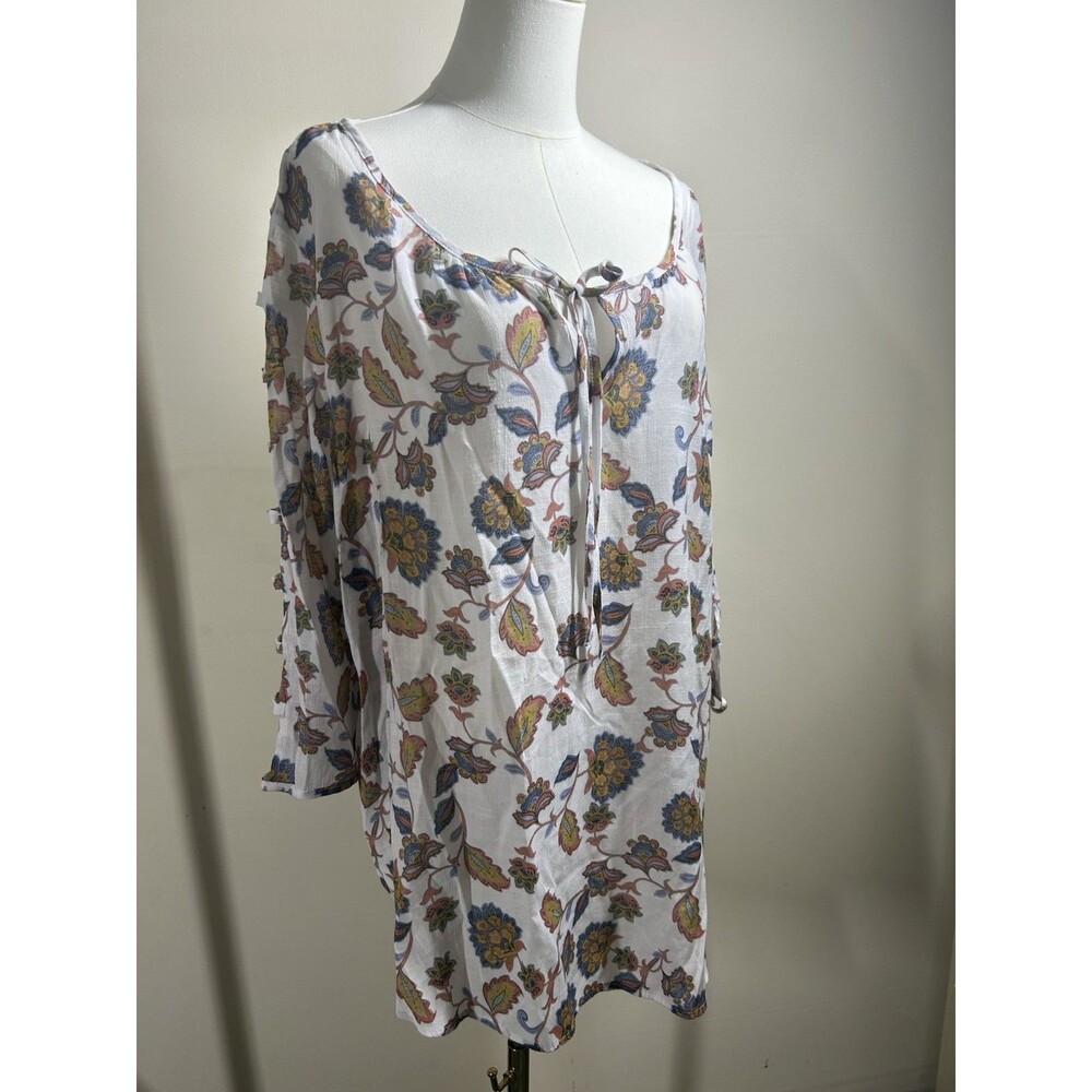 Como Blu Women's Blouse 3XL Floral 3/4 Cutout Sleeves Tunic FREE SHIPPING  007